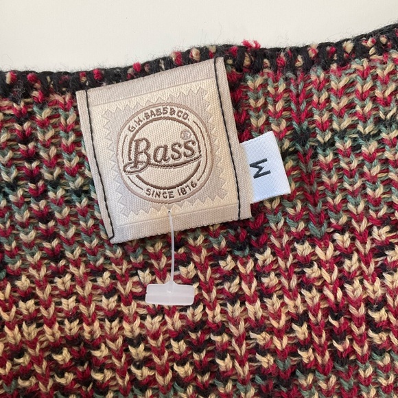 New Vintage Dead Stock G.H. Bass Plaid Sweater Vest Black Tan Red M - Picture 5 of 8